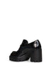 Black brushed leather heeled loafers