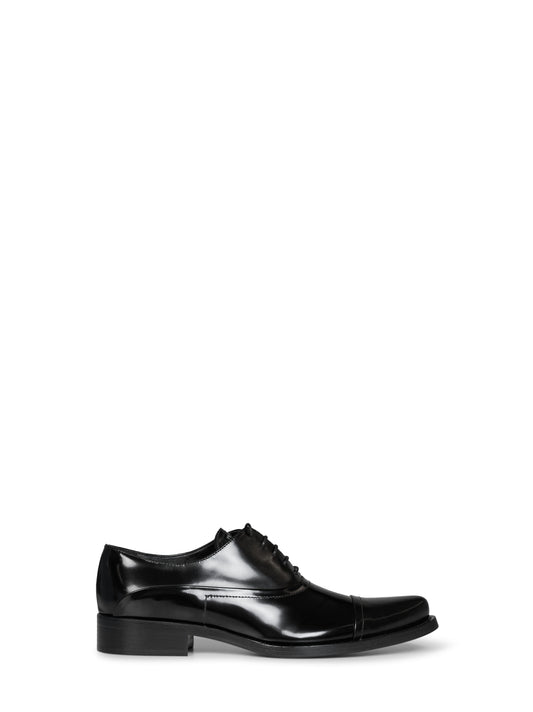 Black brushed leather lace-up shoes