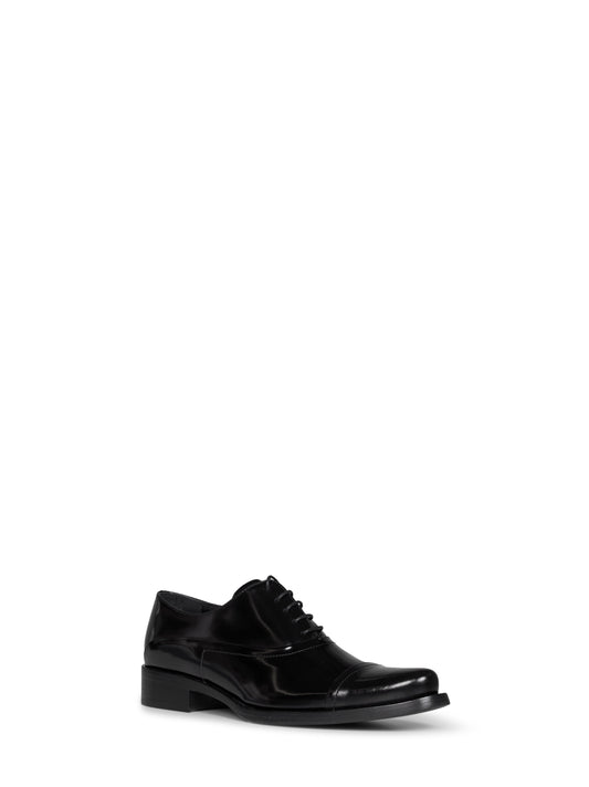 Black brushed leather lace-up shoes