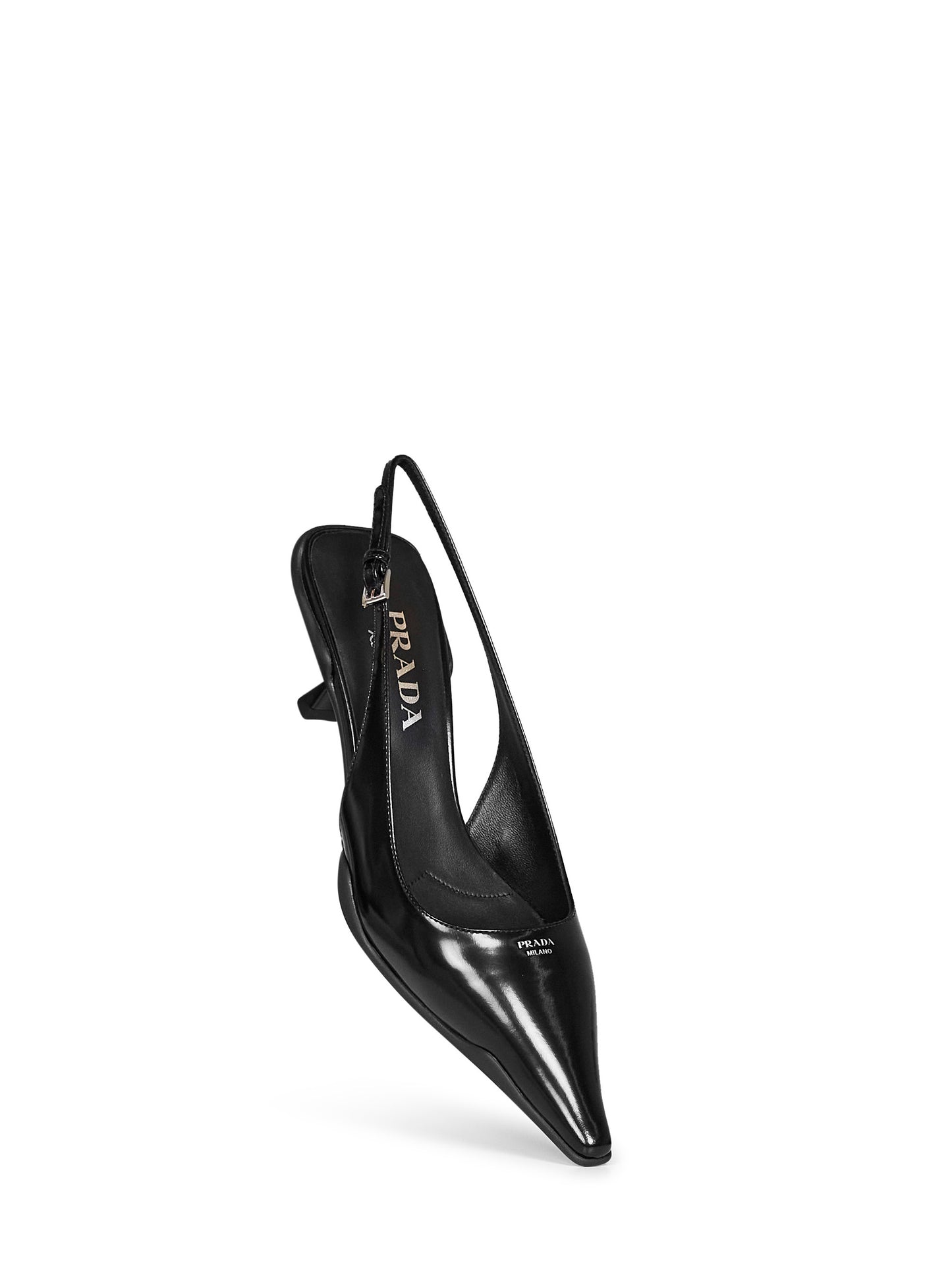 Décolleté slingback in pelle spazzolata nera