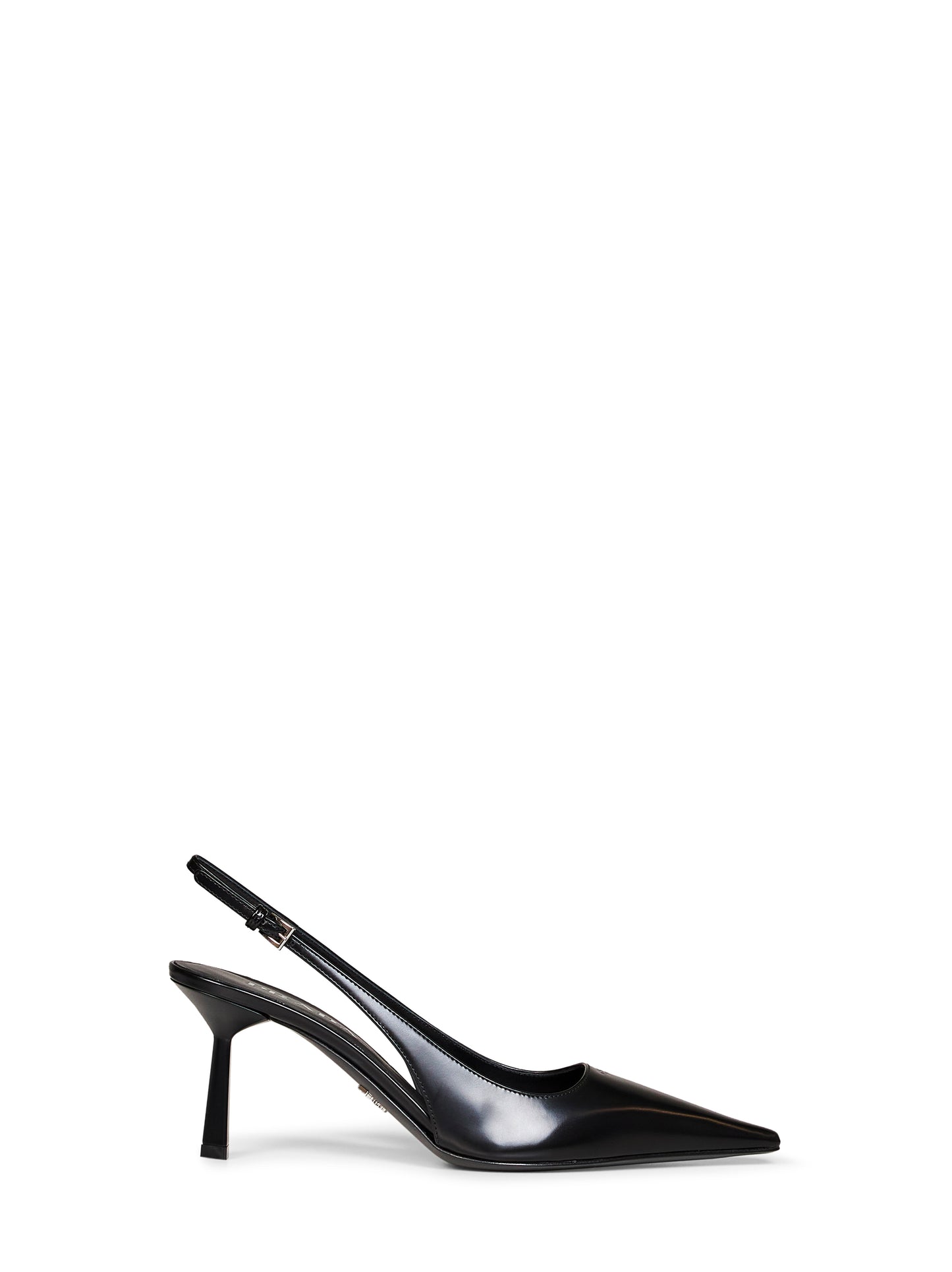 Black brushed leather slingback pumps