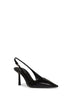 Black brushed leather slingback pumps