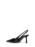Black brushed leather slingback pumps