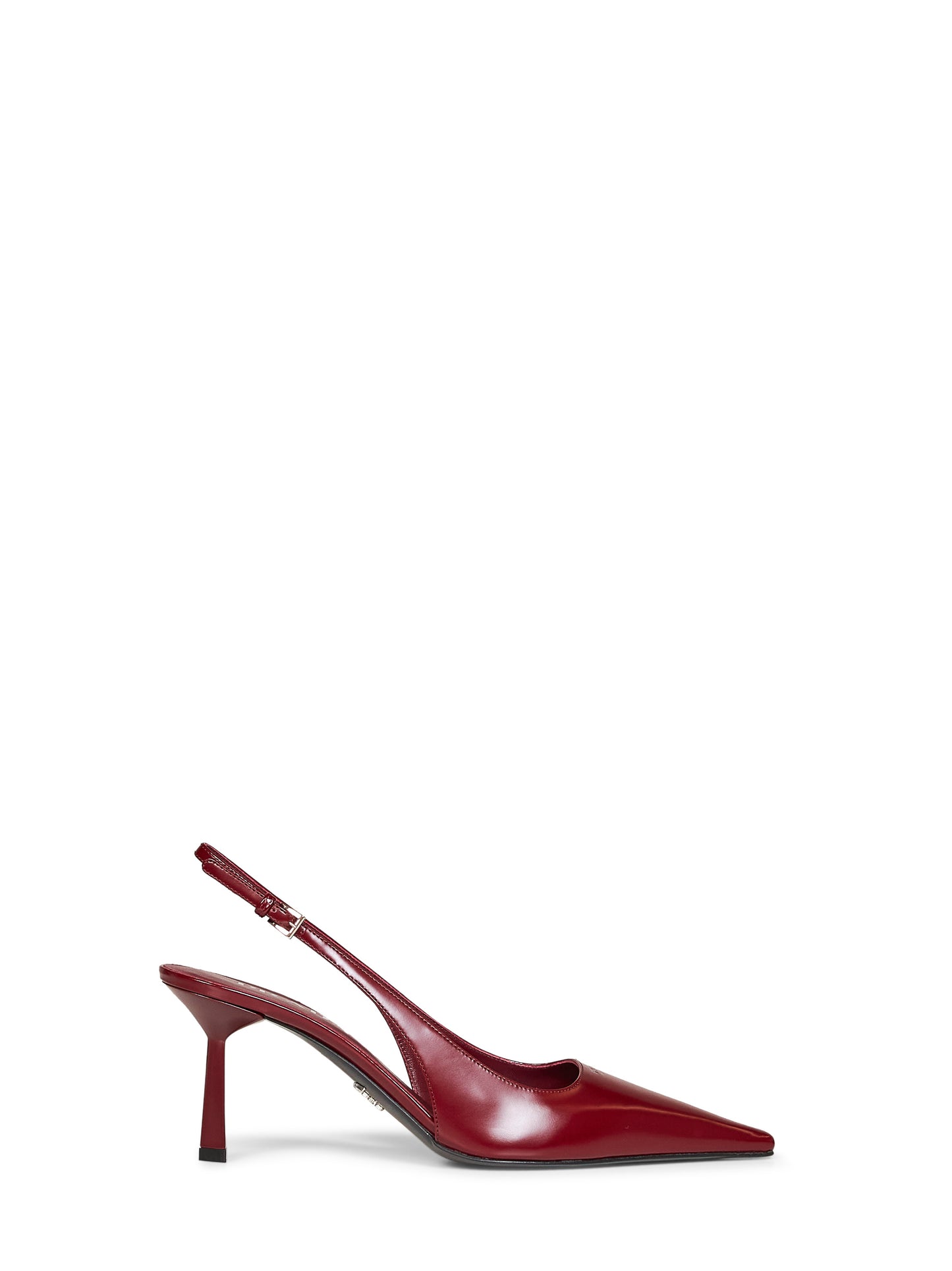 Burgundy brushed leather slingback pumps