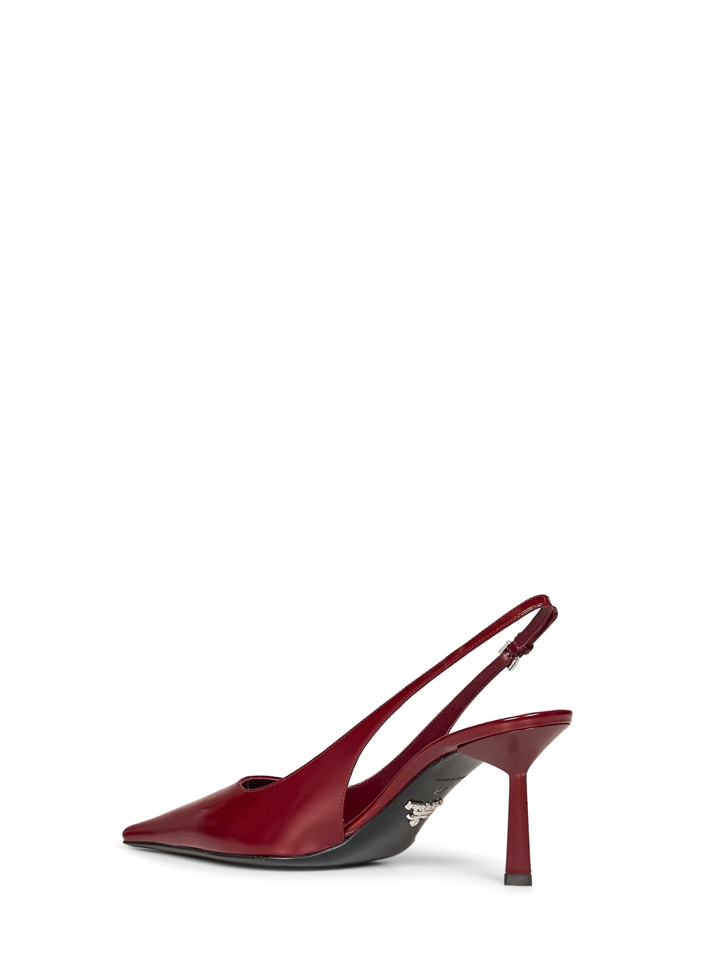 Burgundy brushed leather slingback pumps