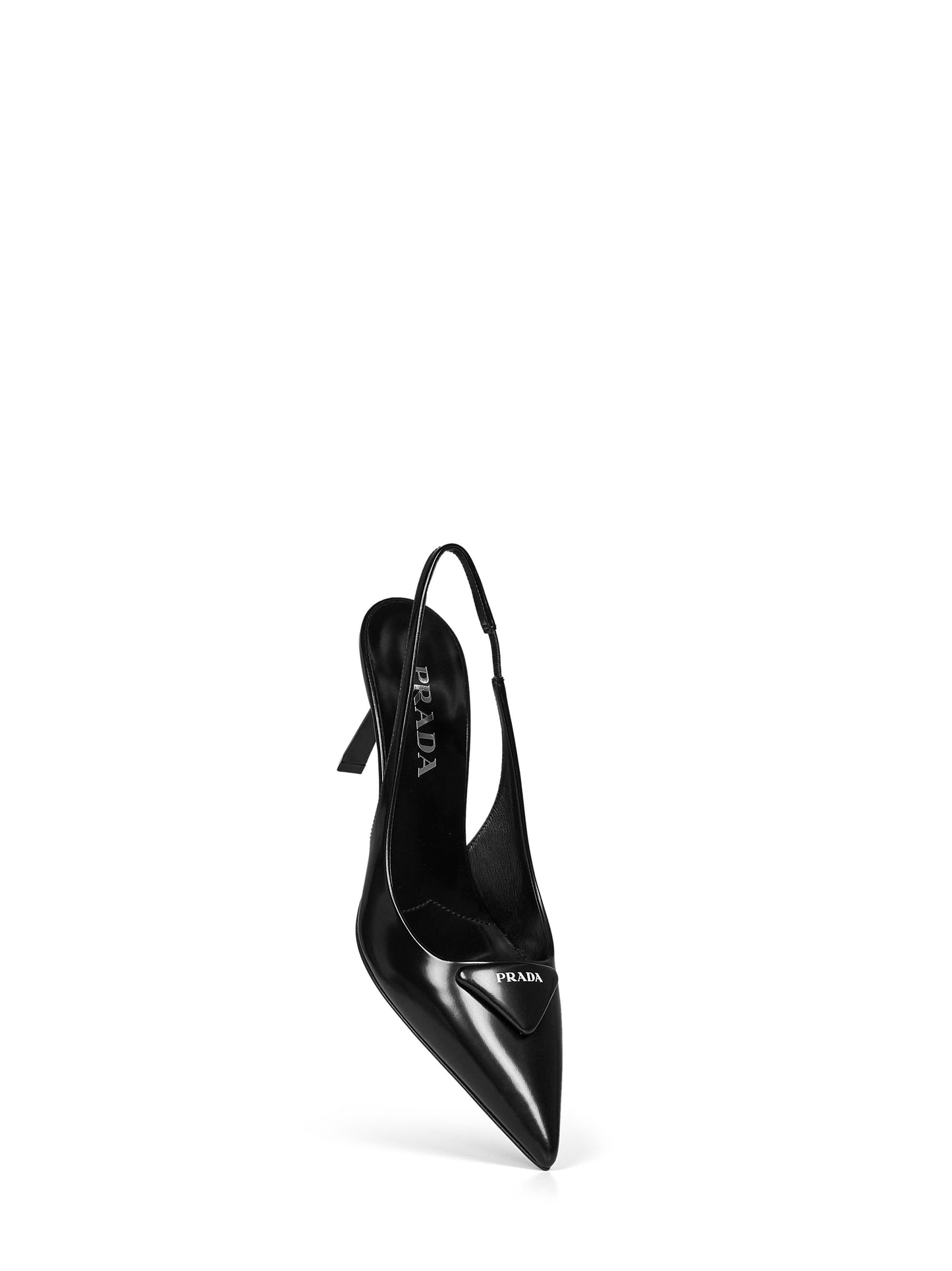 Décolleté slingback in pelle spazzolata nera