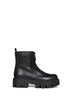 Black leather zip-up ankle boots