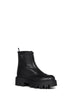 Black leather zip-up ankle boots