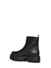 Black leather zip-up ankle boots