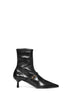 Black stretch nappa leather ankle boots