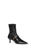 Black stretch nappa leather ankle boots