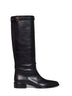 Black leather knee-high boots