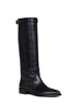 Black leather knee-high boots
