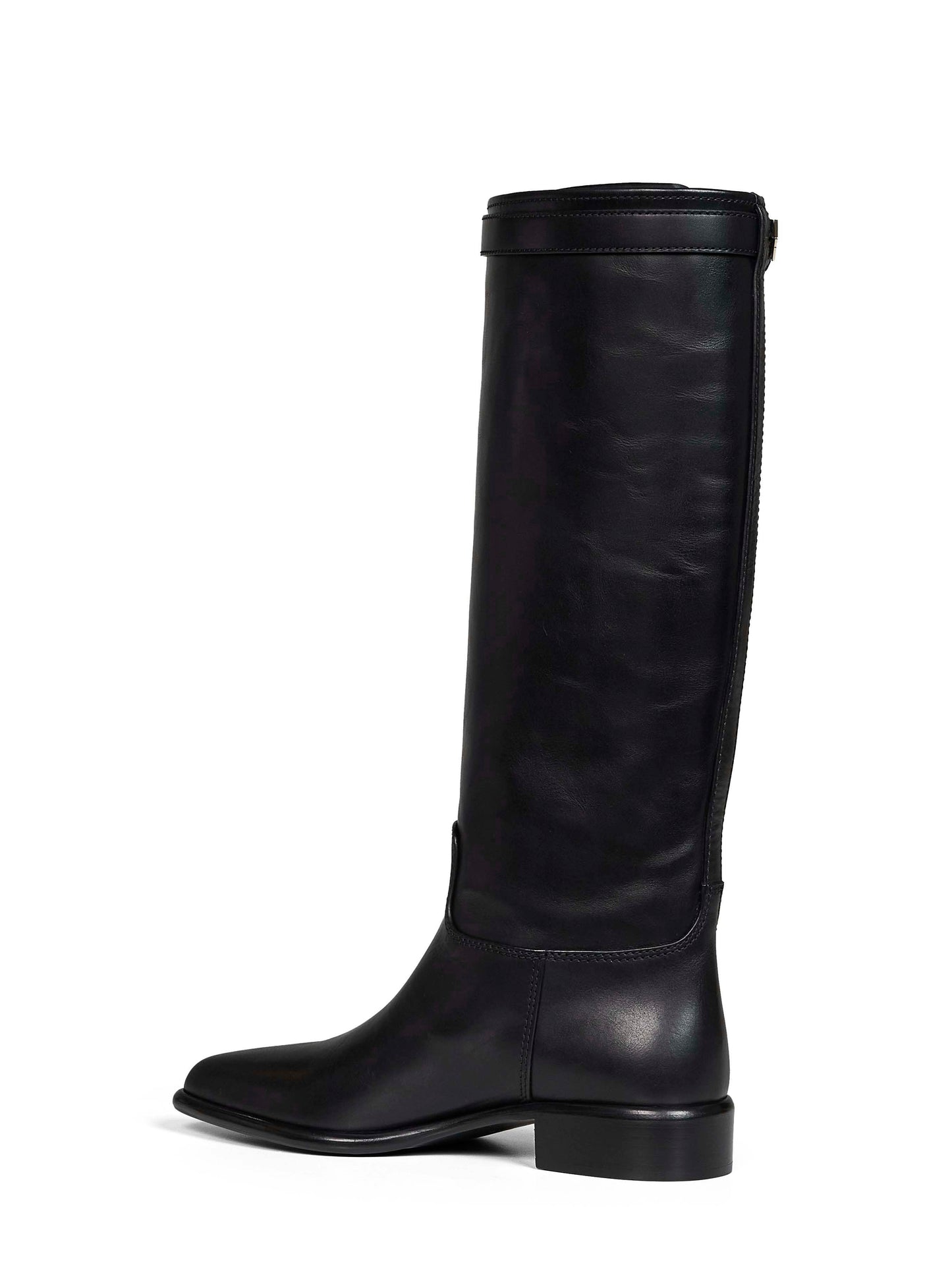 Black leather knee-high boots
