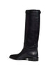 Black leather knee-high boots