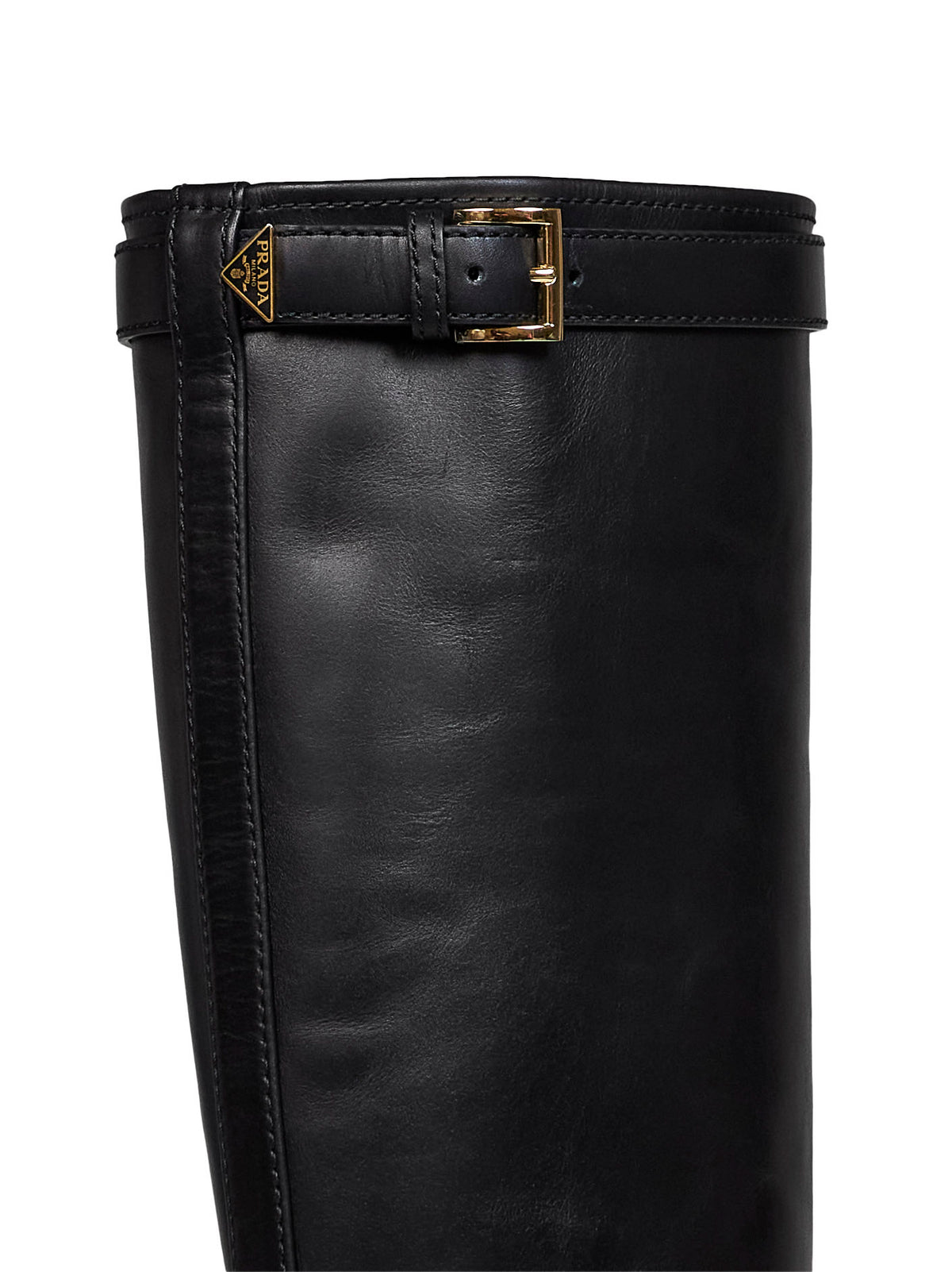Black leather knee-high boots