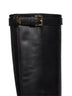 Black leather knee-high boots