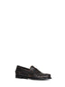 Black/tan antiqued leather loafers
