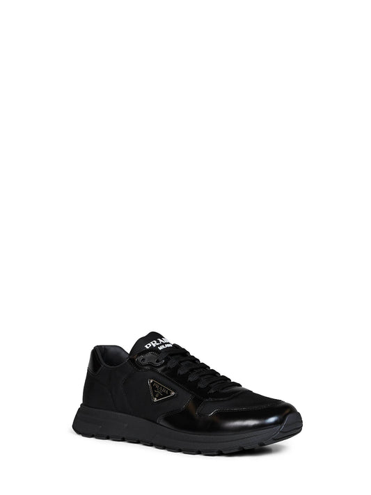 Black Re-Nylon and brushed leather Prax 01 sneakers