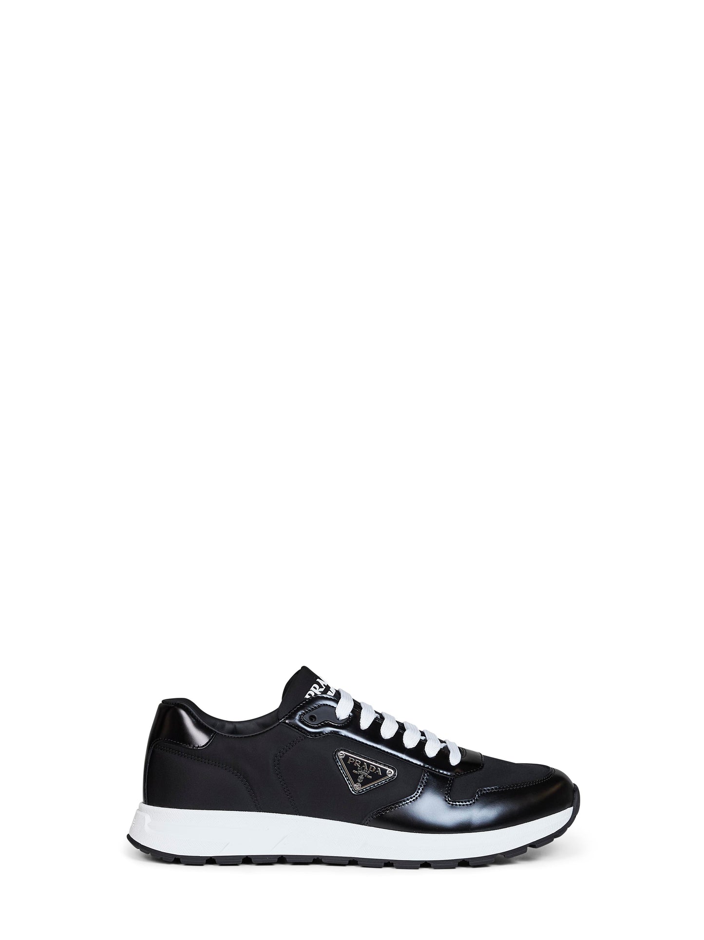 Black Re-Nylon and brushed leather Prax 01 sneakers
