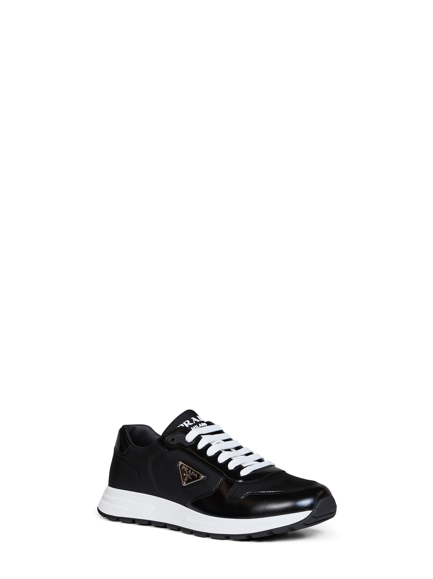 Black Re-Nylon and brushed leather Prax 01 sneakers