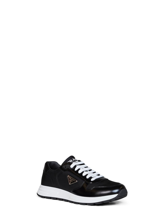 Black Re-Nylon and brushed leather Prax 01 sneakers