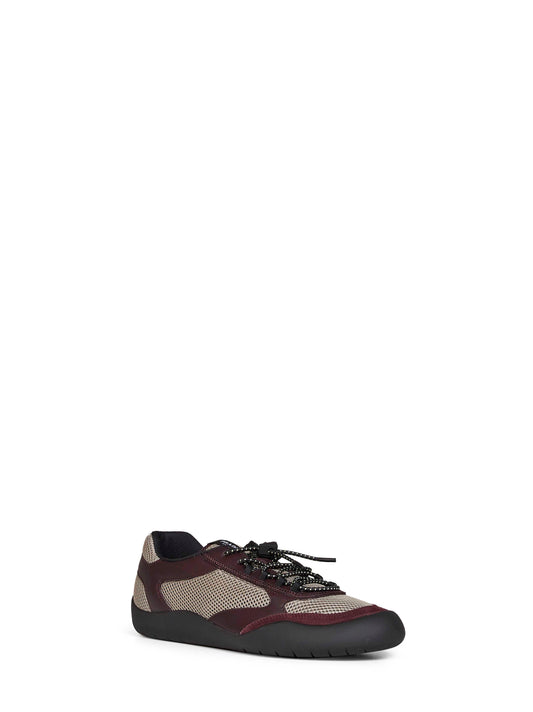Clay and burgundy leather and mesh fabric Speedrock sneakers