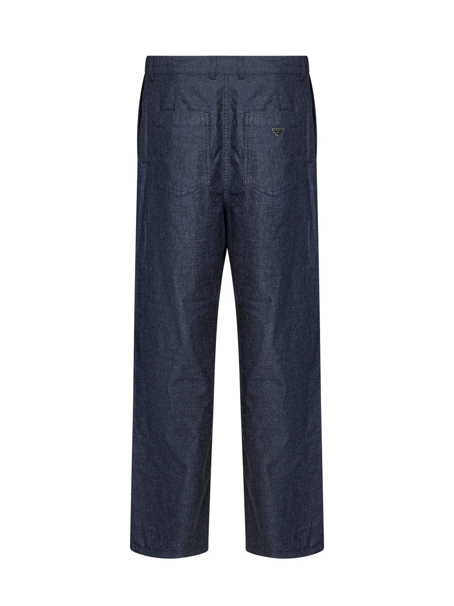Blue cotton denim straight jeans