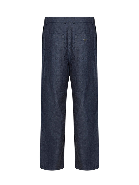 Jeans dritti in denim di cotone blu
