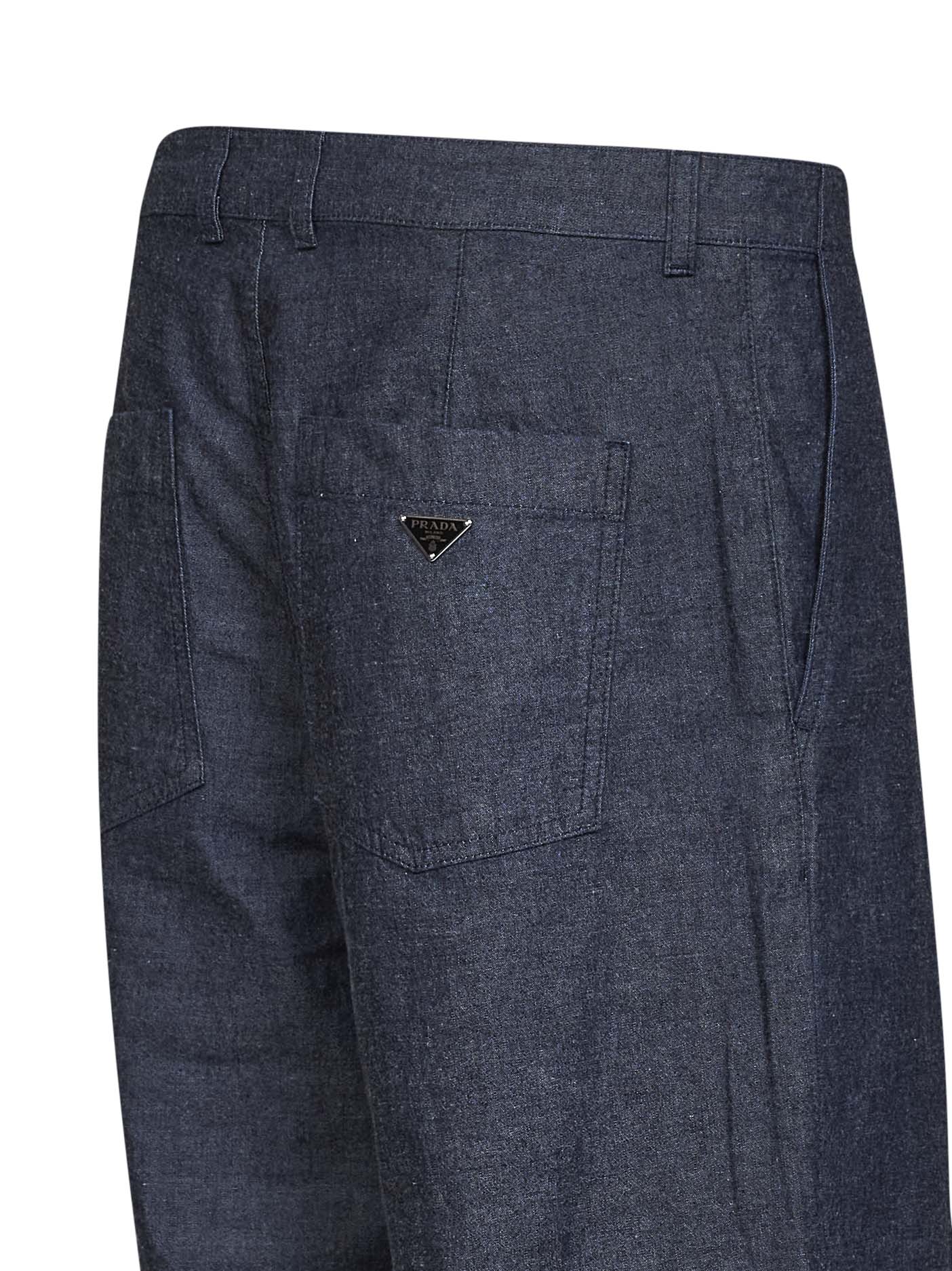 Blue cotton denim straight jeans