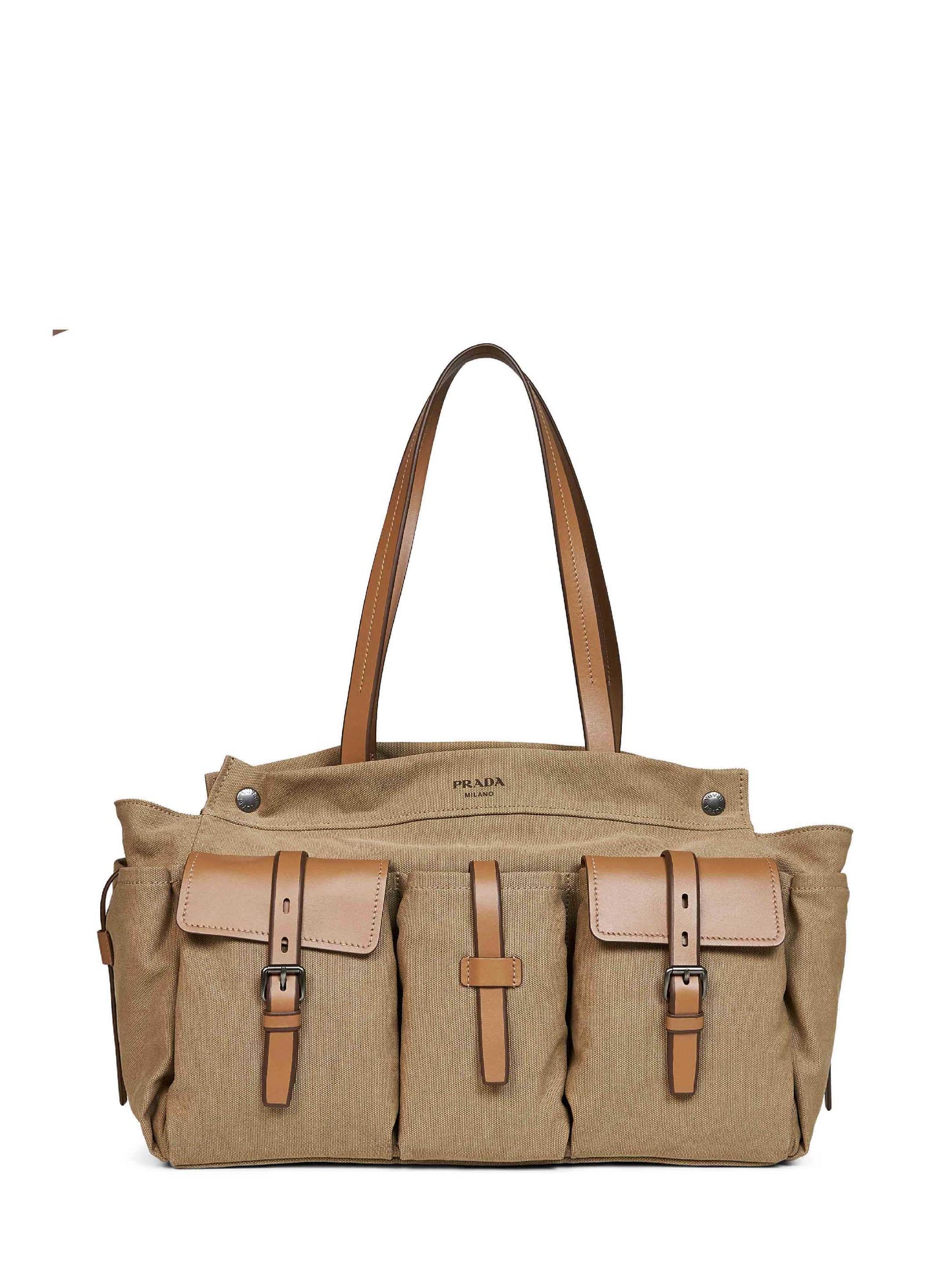 Khaki Prada Route shopping bag