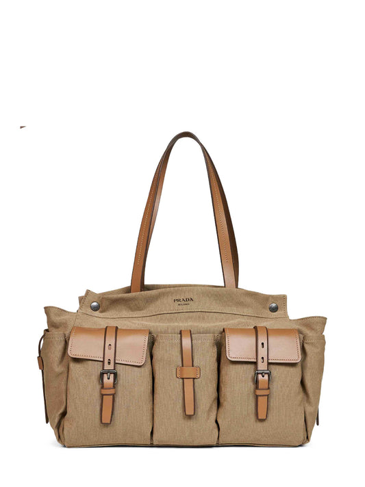 Khaki Prada Route shopping bag