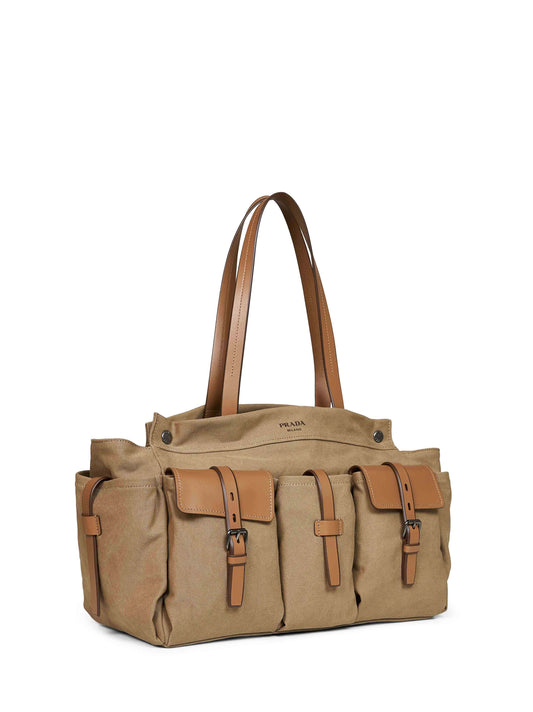 Khaki Prada Route shopping bag