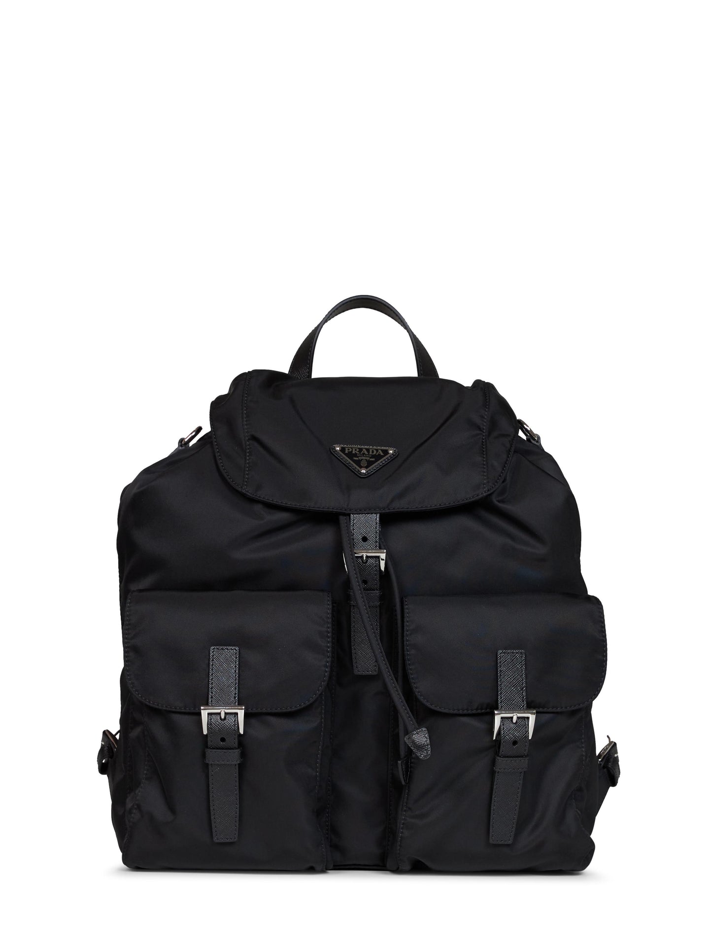 Zaino con tracolla in Re-Nylon nero<BR/>