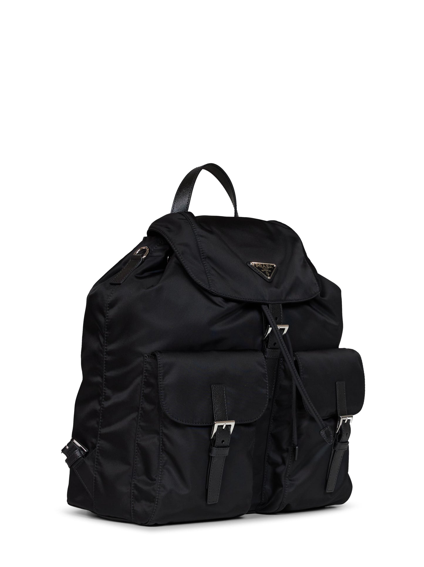 Zaino con tracolla in Re-Nylon nero<BR/>