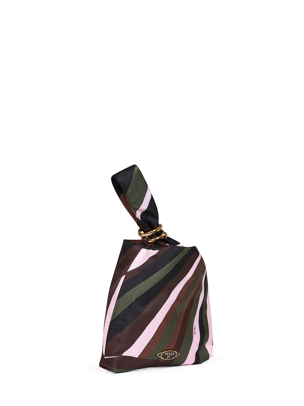 Khaki and pink Emilio printed pouch