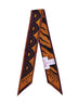 Foulard bandeau in twill di seta stampe Baiadera e Fiamme bordeaux e oro