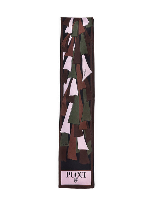 Foulard bandeau in twill di seta stampe Baiadera mix kaki e rosa