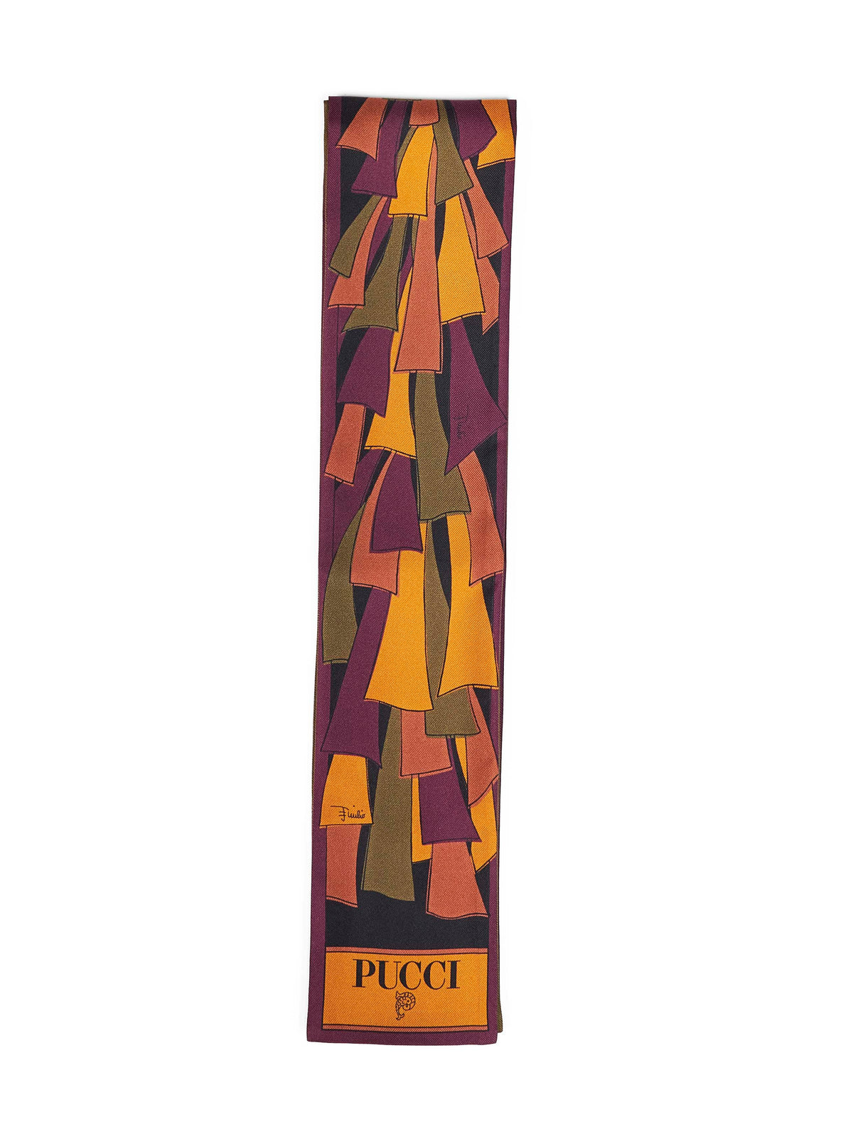 Foulard bandeau in twill di seta stampe Baiadera mix bordeaux e oro