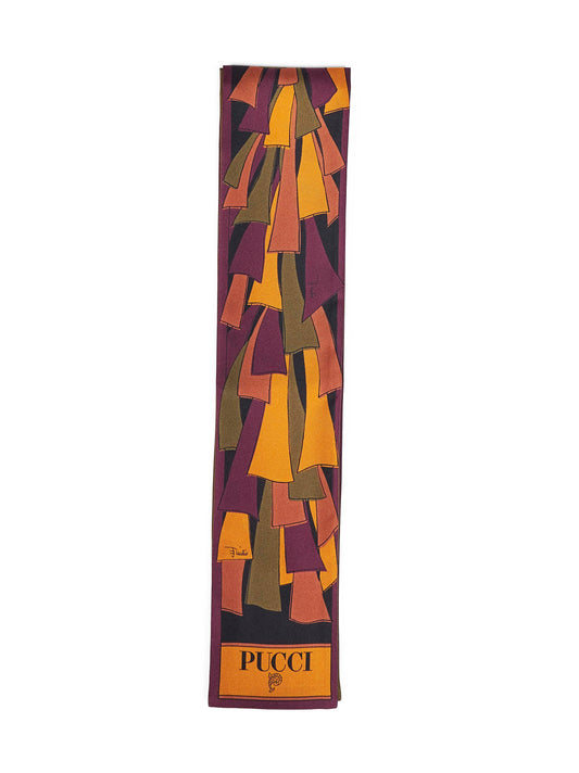 Foulard bandeau in twill di seta stampe Baiadera mix bordeaux e oro