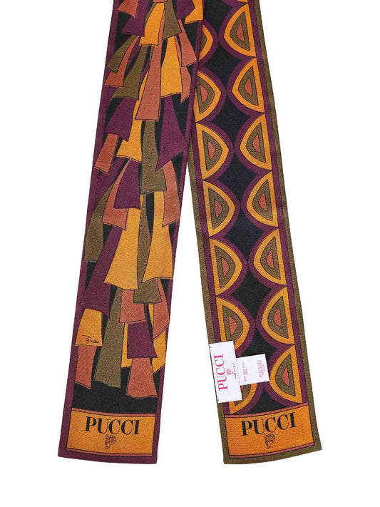Foulard bandeau in twill di seta stampe Baiadera mix bordeaux e oro