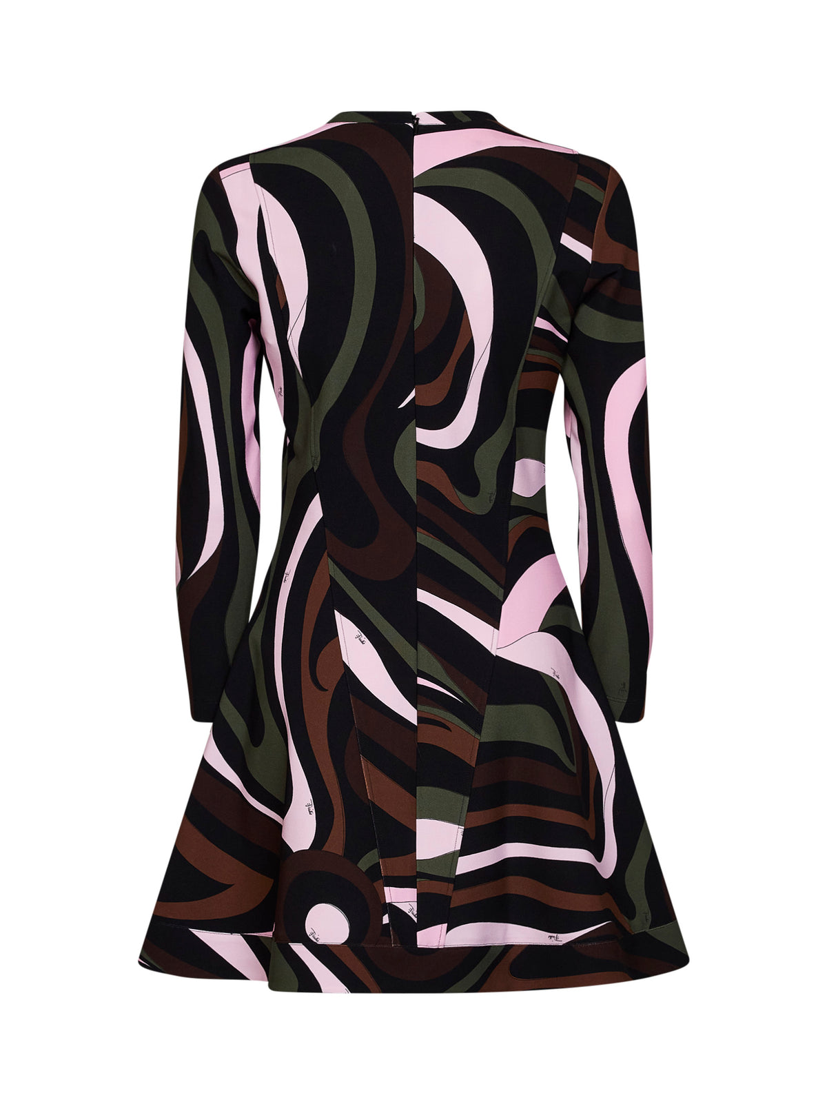 Khaki and pink Marmo-print compact jersey mini dress