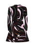 Khaki and pink Marmo-print compact jersey mini dress