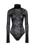 Black Labirinto-pattern jacquard tulle bodysuit