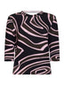 Top con cut-out in maglia di lana stampa Labirinto kaki e rosa