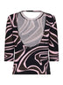 Top con cut-out in maglia di lana stampa Labirinto kaki e rosa
