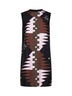 Khaki and pink Valdimontone-print silk twill straight mini dress