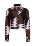 Camicia crop in twill di seta stampa Valdimontone kakie rosa