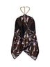 Khaki and pink Baiadera-print silk twill chain top