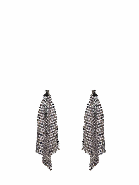 Silver chain mail Pixel Flow earrings